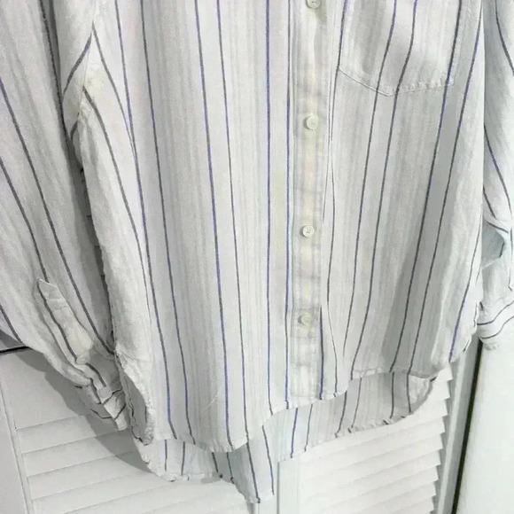 Aritzia Wilfred Free Linen Boyfriend Shirt | White Striped | SZ S - Picture 5 of 8